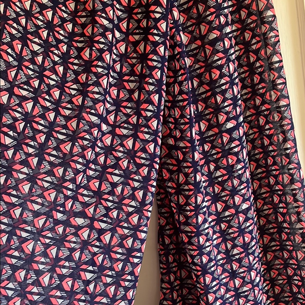 Geometric Patterned Boot Cut And Flare Pants. Blu… - image 7